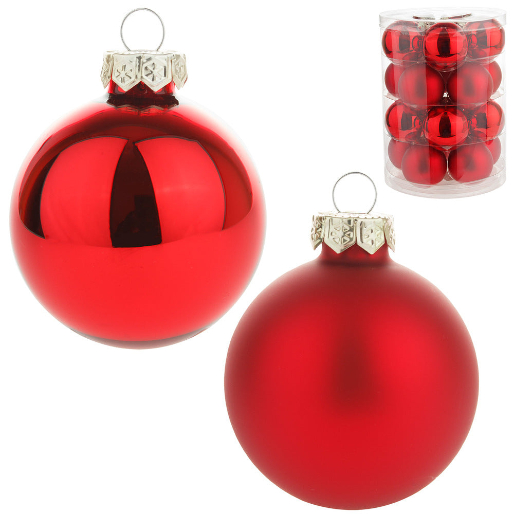 Glass Christmas Balls Red - 6 CM - 20 pcs