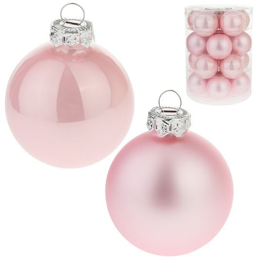 Glass Christmas Balls Light Pink - 6 CM - 20 pcs