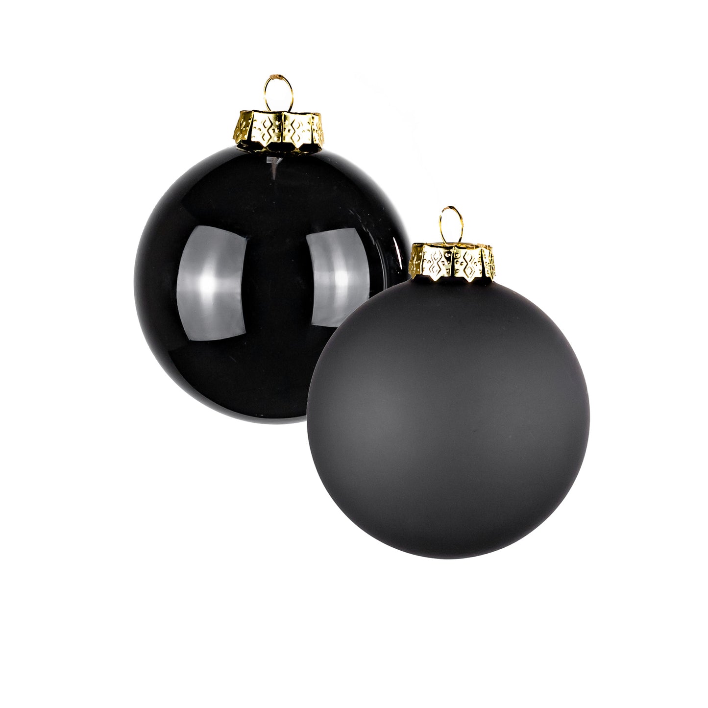 Glass Christmas Balls Black - 8 CM - 16 pcs