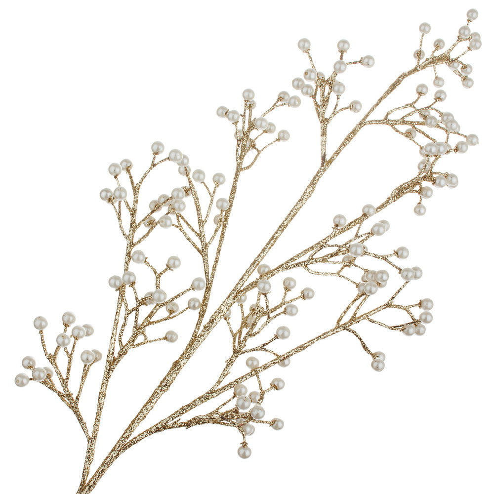 Christmas branch with pearls, Gold - Pack of 1