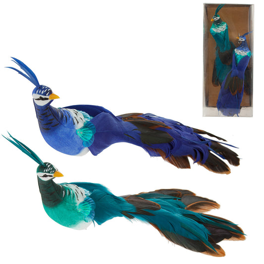 Christmas peacock on clip, Pack of 2