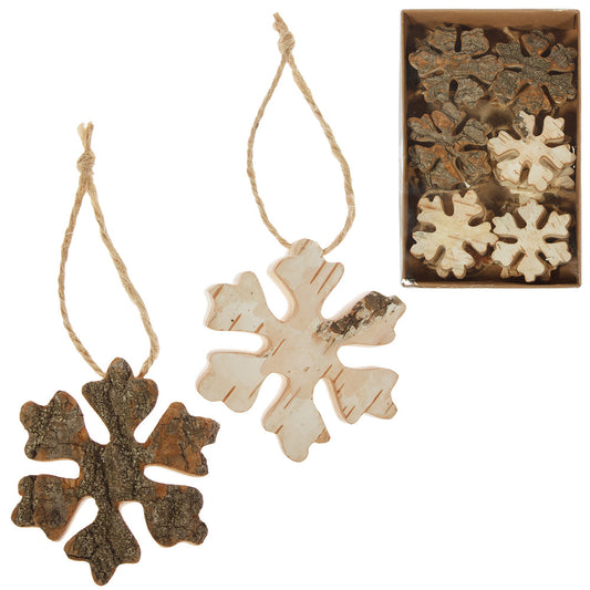 Wooden snowflake 12 pcs