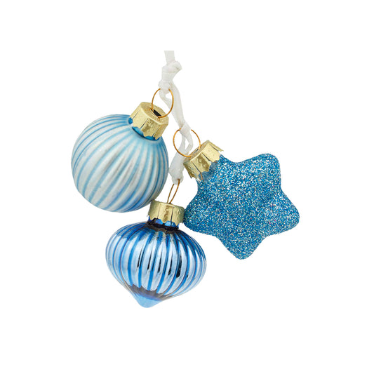 Christmas ball, star, onion 3 pcs - Blue