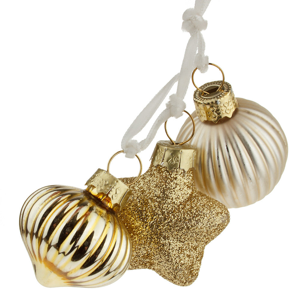 Christmas ball, star, onion 3 pcs - Golden