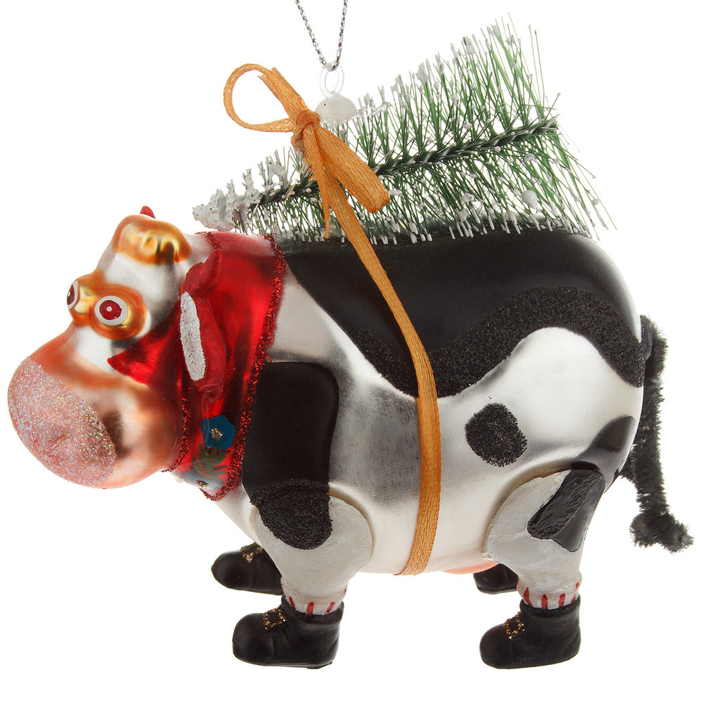 Glass christmas cow