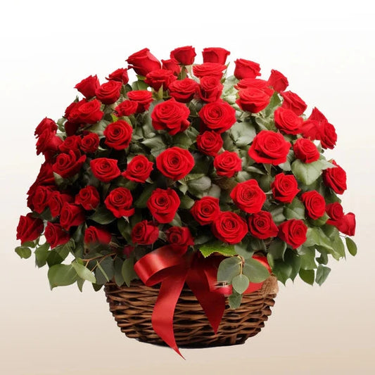 Premium Red Roses Basket