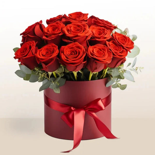 Premium Red Roses - Hatbox