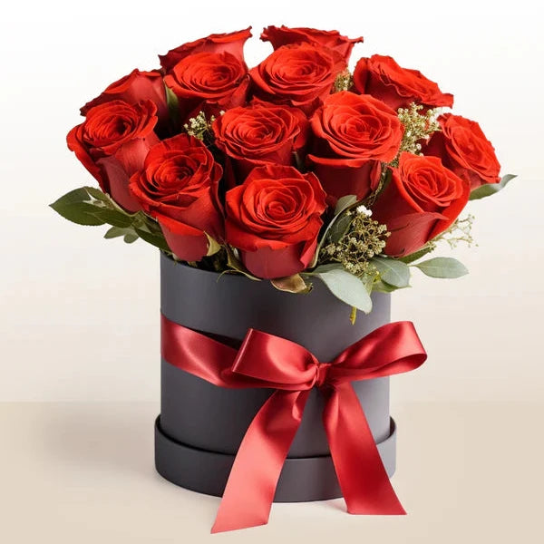 Premium Red Roses - Hatbox