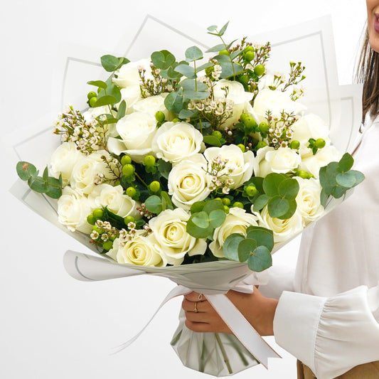 Pure White Roses Bouquet