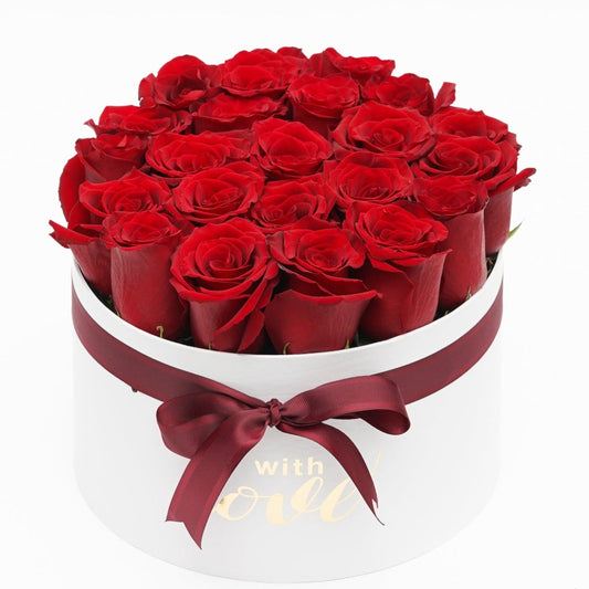 Premium Red Roses - Hatbox