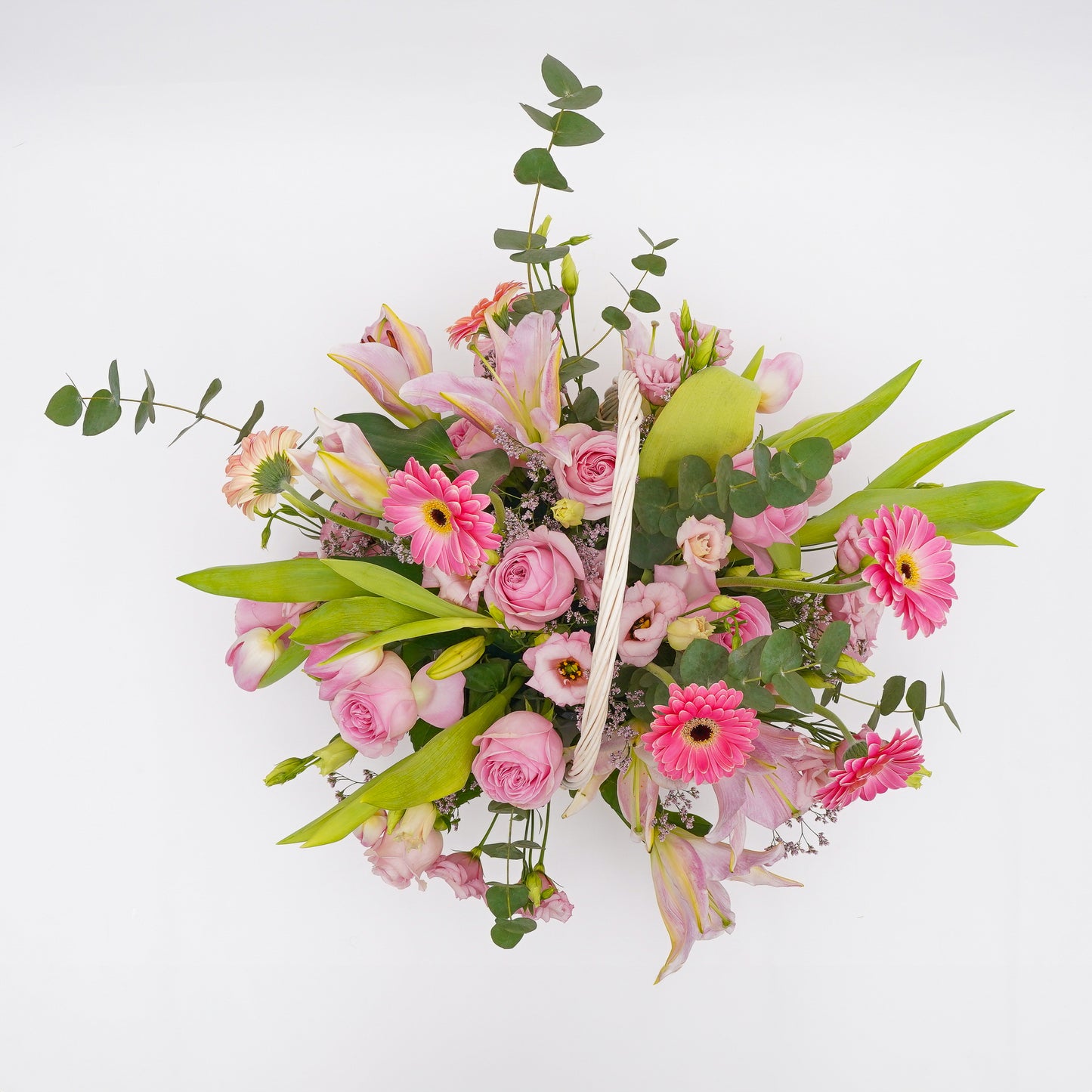 Pink Roses and Daisies - Basket