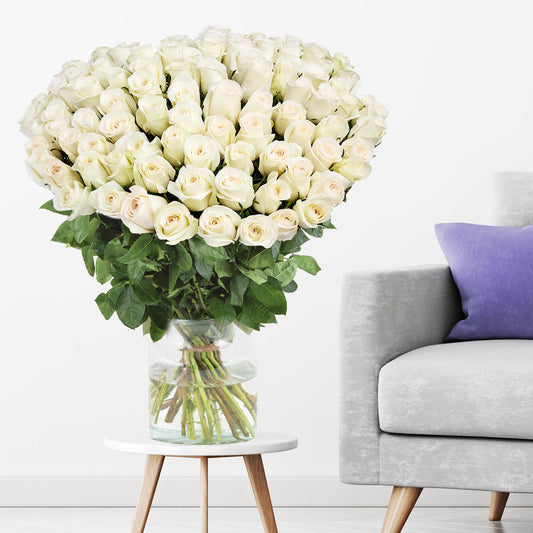 White Roses Bouquet- Ecuador (60CM)